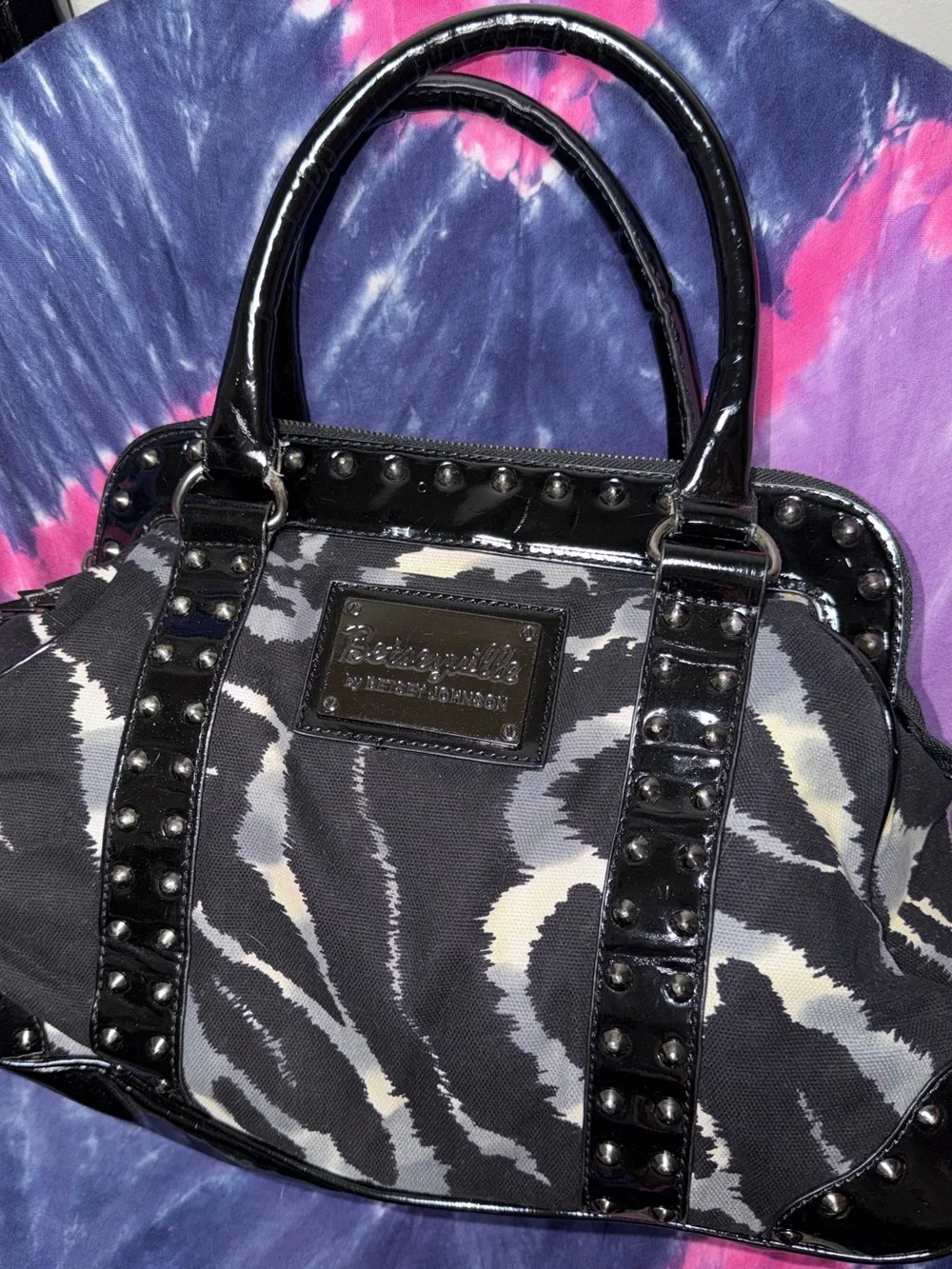Vintage Betsey Johnson Studded Satchel Handbag
